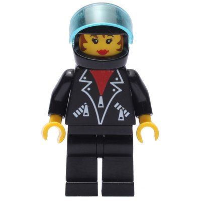Minifigura Black Jacket, Black Legs, Black Helmet, Female del set 1197