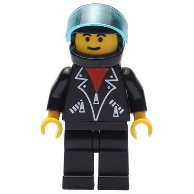 Minifigura Black Jacket, Black Legs, Black Helmet del set 1197