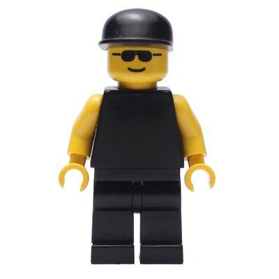Minifigur Black Torso, Yellow Arms, Black Legs, Black Cap aus Set 1199