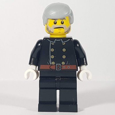 Minifiguur Fireman, Jacket with 8 Buttons and Belt, Light Bluish Gray Hair, Beard uit set 10263