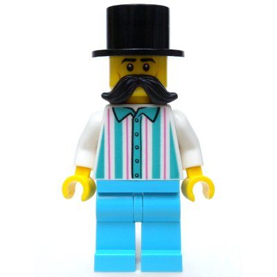 Minifigura Fairground Worker, Man, Moustache, Top Hat del set 40373