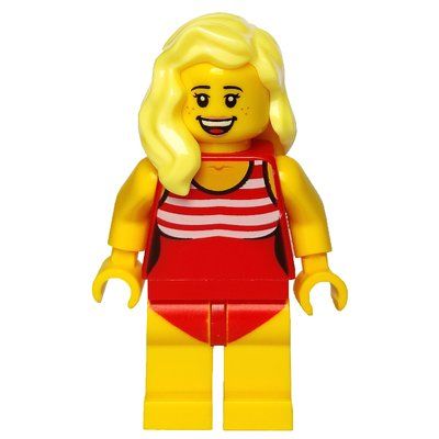 Figurine Woman, Red Swimsuit, Bright Light Yellow Hair du set 40344