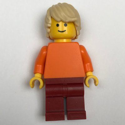 Figurine Man, Plain Orange Torso, Dark Red Legs, Tan Hair du set 10403