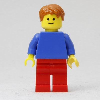 Figurine Man, Plain Blue Torso and Red Legs, Dark Orange Hair du set 10404