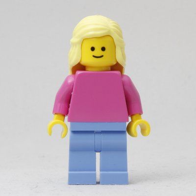 Figurine Woman, Plain Dark Pink Torso, Medium Blue Legs, Bright Light Yellow Hair du set 10404