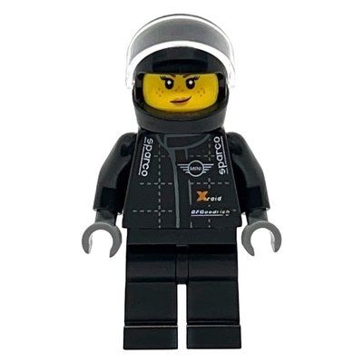 Minifigura Race Driver, Black Torso, Black Legs, Black Helmet del set 75894