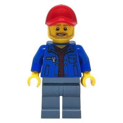 Minifigura Blue Jacket, Sand Green Legs, Beard, Red Cap del set 75894