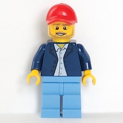 Minifigur Race Official, Dark Blue Torso, Medium Blue Legs, Red Cap aus Set 75874