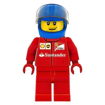 Minifigure Race Driver, Red Torso, Red Legs, Blue Helmet, Ferrari 1 from set 75913