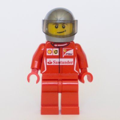 Minifigure Race Driver, Red Torso, Red Legs, Dark Pearl Helmet, Ferrari from set 75913