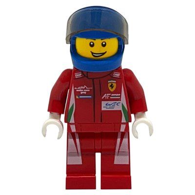 Minifigur Race Driver, Red Torso, Red Legs, Blue Helmet, Ferrari 2 aus Set 75889