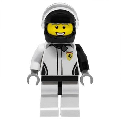 Minifigur Race Driver, White Torso, White Legs, Black Helmet, Ferrari aus Set 75889