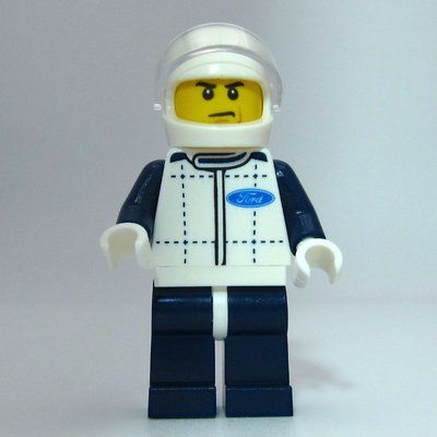 Figurine Race Driver, White Torso, Dark Blue Legs, White Helmet, Ford du set 75875