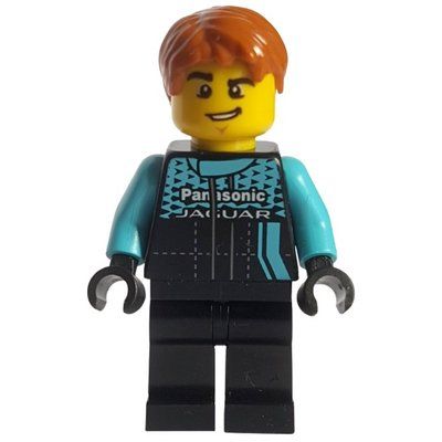 Minifigur Race Driver, Black Torso, Black Legs, Jaguar aus Set 76898