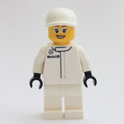 Minifigura Pit Crew, White Torso, White Legs, White Cap, Female del set 75911