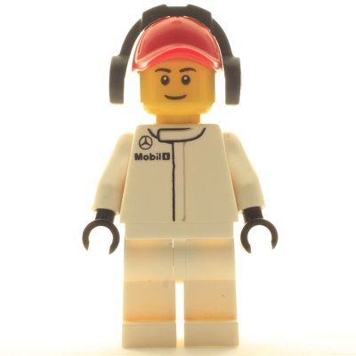 Minifigura Pit Crew, White Torso, White Legs, Red Cap, Male del set 75911