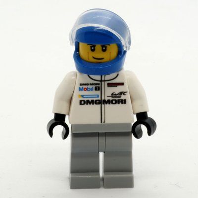 Minifigurka Race Driver, White Torso, White Legs, Blue Helmet, Porsche z zestawu 75876