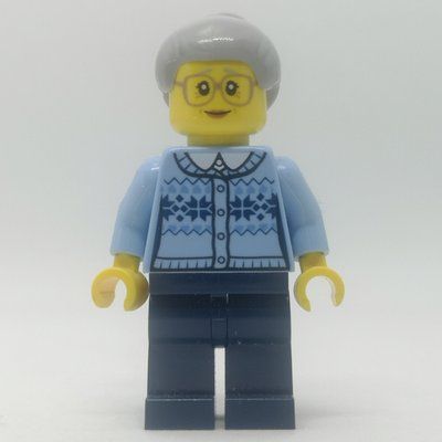 Figurine Woman, Bright Light Blue Cardigan, Dark Blue Legs, Light Grayish Blue Hair du set 60155