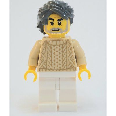 Figurine Man, Tan Sweater, White Legs, Dark Bluish Gray Hair, Beard du set 60235