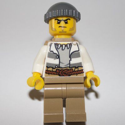 Figurine Criminal, Open Prison Shirt, Dark Tan Legs, Dark Bluish Gray Hat, Backpack du set 60066