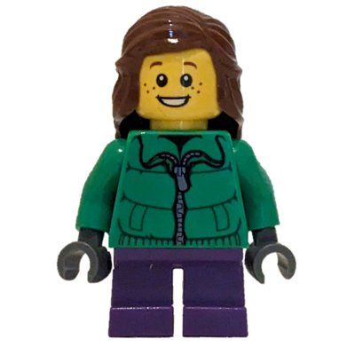 Minifigur Girl, Green Jacket, Short Dark Purple Legs aus Set 60063