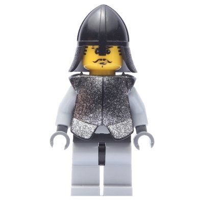 Minifigurka Knight (Knights Kingdom I) - Light Bluish Gray Legs, Armor, Black Moustache z zestawu 10176