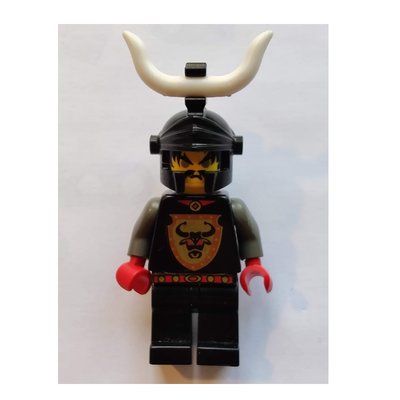 Minifiguur Knight (Knights Kingdom I) - Cedric the Bull, Black Helmet, Horn uit set 6098