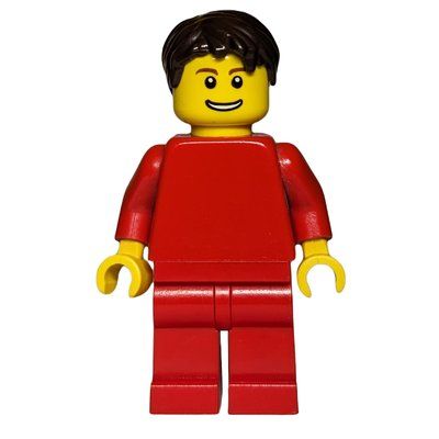 Figurine Red Torso, Red Legs, Dark Brown Hair du set 30196
