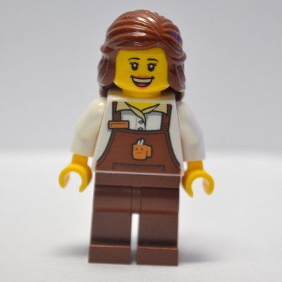 Minifigure Barista, White Torso, Reddish Brown Apron del set 40358