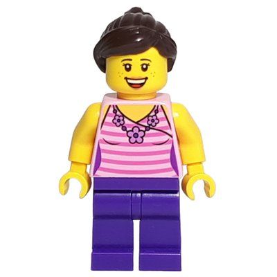 Figurine Yellow Torso, Dark Purple Legs, Dark Brown Hair du set 40256