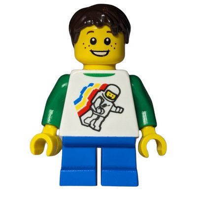 Figurine Kid - White Torso, Classic Space Figure, Dark Azure Legs, Dark Brown Hair du set 40228