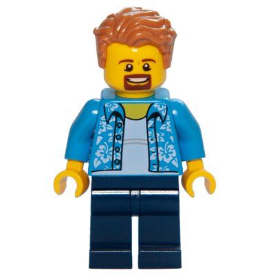 Minifiguur Dark Azure Torso, Dark Blue Legs, Medium Nougat Hair uit set 40305