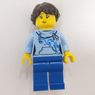 Figurine Bright Light Blue Torso, Blue Legs, Dark Brown Hair du set 40198