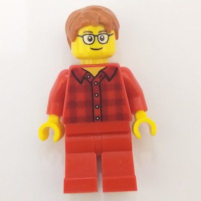 Figurine Red Flannel Torso, Red Legs, Dark Orange Hair, Glasses du set 40198