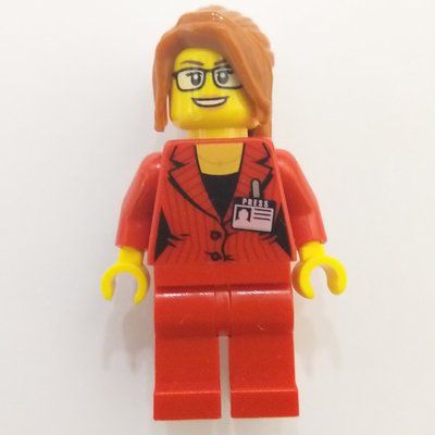 Figurine Red Jacket Torso, Red Legs, Dark Orange Hair, Glasses du set 40198