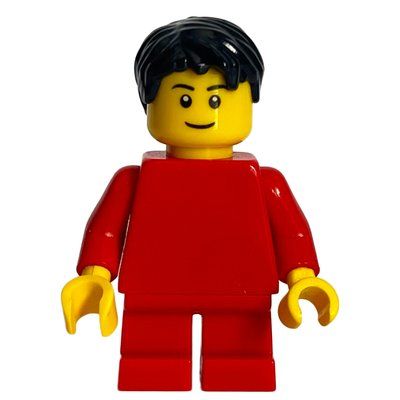 Minifigur Boy, Plain Red Torso, Short Red Legs, Black Hair aus Set 45022