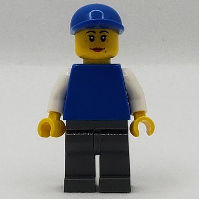 Figurine Woman, Plain Blue Torso, Dark Bluish Gray Legs, Blue Cap du set 9348