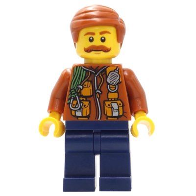 Figurine Explorer, Jacket with Pouches, Radio, and Rope, Dark Orange Hair, Moustache du set 60162