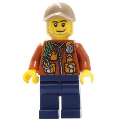 Figurine Explorer, Jacket with Pouches, Radio, and Rope, Dark Tan Cap, Stubble du set 60162