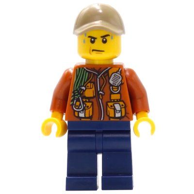 Figurine Explorer, Jacket with Pouches, Radio, and Rope, Dark Tan Cap, Sweat Drops du set 60162