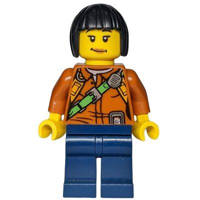 Minifigure Explorer, Woman, Shirt with Straps and Radio, Black Hair from set 60161