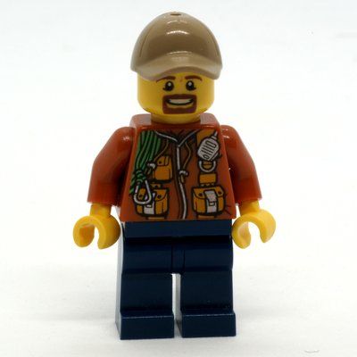 Figurine Explorer, Jacket with Pouches, Radio, and Rope, Dark Tan Cap, Goatee Beard du set 60158