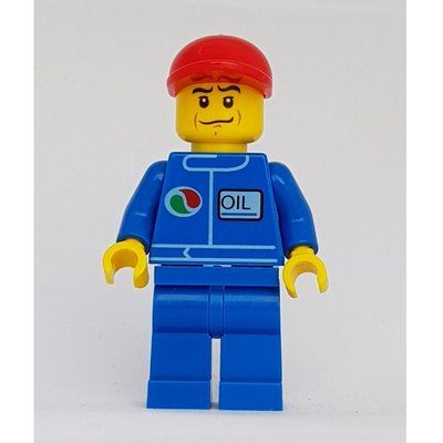 Minifigur Racer, Blue Jumpsuit with Octan Logo, Red Cap aus Set 4433
