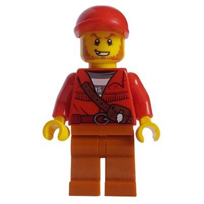 Minifigura Criminal, Red Jacket over Prison Shirt, Red Cap del set 60170