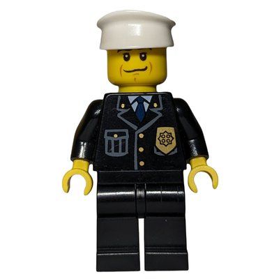 Figurine Policeman, Black Jacket with Pocket and Badge, White Hat du set 3661