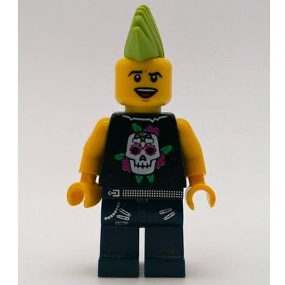 Minifigura Rock Band - Black Torso, Dark Blue Legs, Lime Mohawk del set 850486