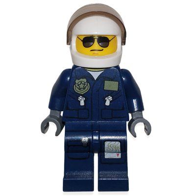 Figurine Policeman, Dark Blue Jacket with Pockets and Badge, White Helmet with Visor, Sunglasses du set 60131