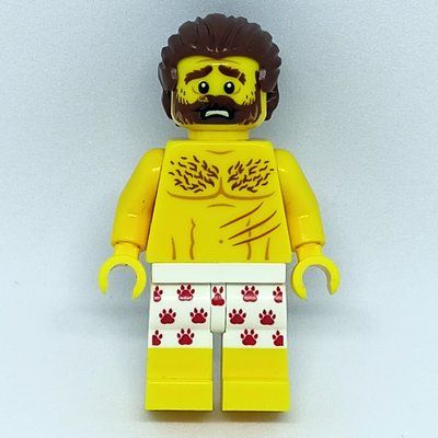 Figurine Man, White Underwear with Red Paw Prints, Beard du set 60173