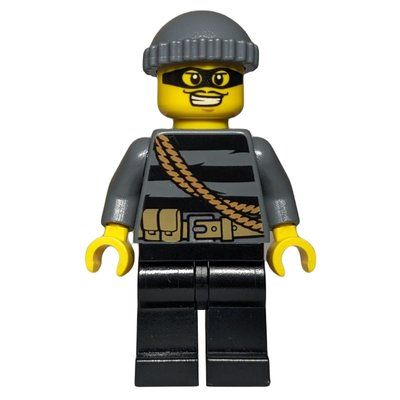 Figurine Criminal, Black Striped Top with Rope, Dark Bluish Gray Hat, Black Eyemask du set 60009