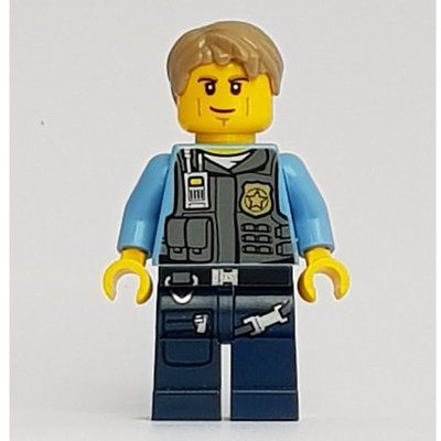 Figurine Chase McCain, Dark Bluish Gray Vest with Radio, Badge and Pouches over Medium Blue Shirt, Dark Blue Legs du set 60007
